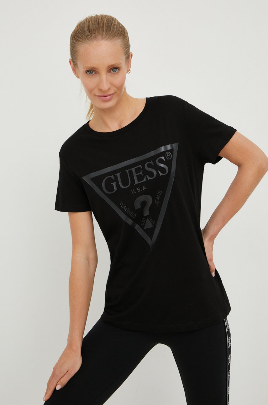 Бавовняна футболка Guess колір чорний