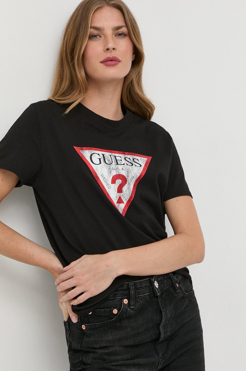 Бавовняна футболка Guess колір чорний