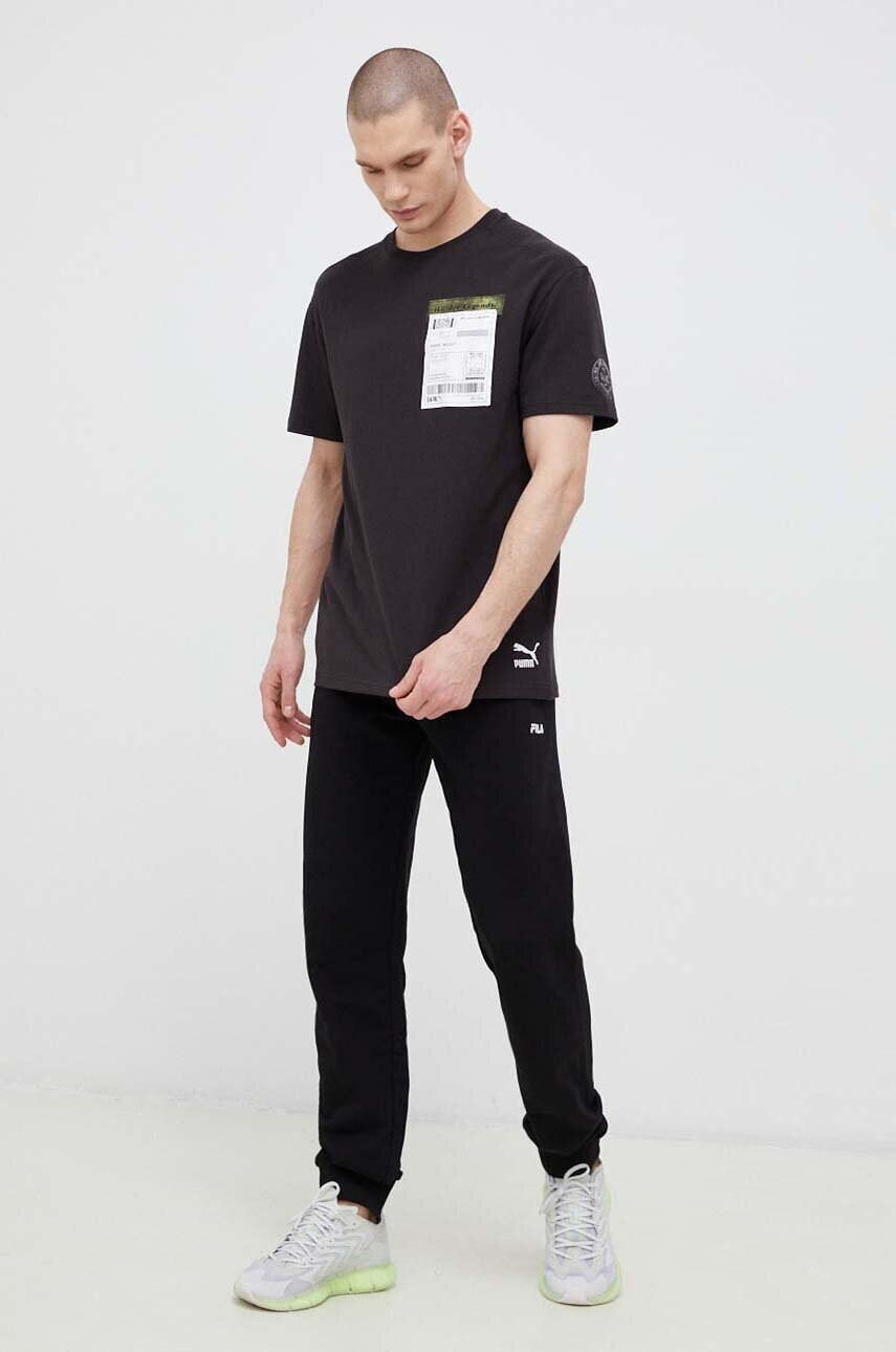 Бавовняна футболка Puma колір чорний з аплікацією 536315-01