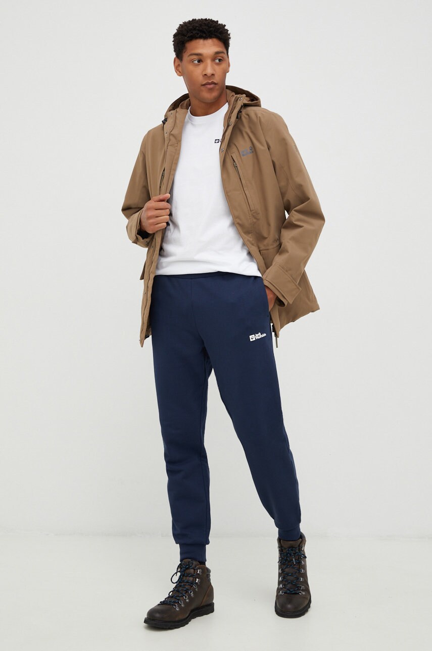 Бавовняна футболка Jack Wolfskin Essential колір білий однотонна 1808382
