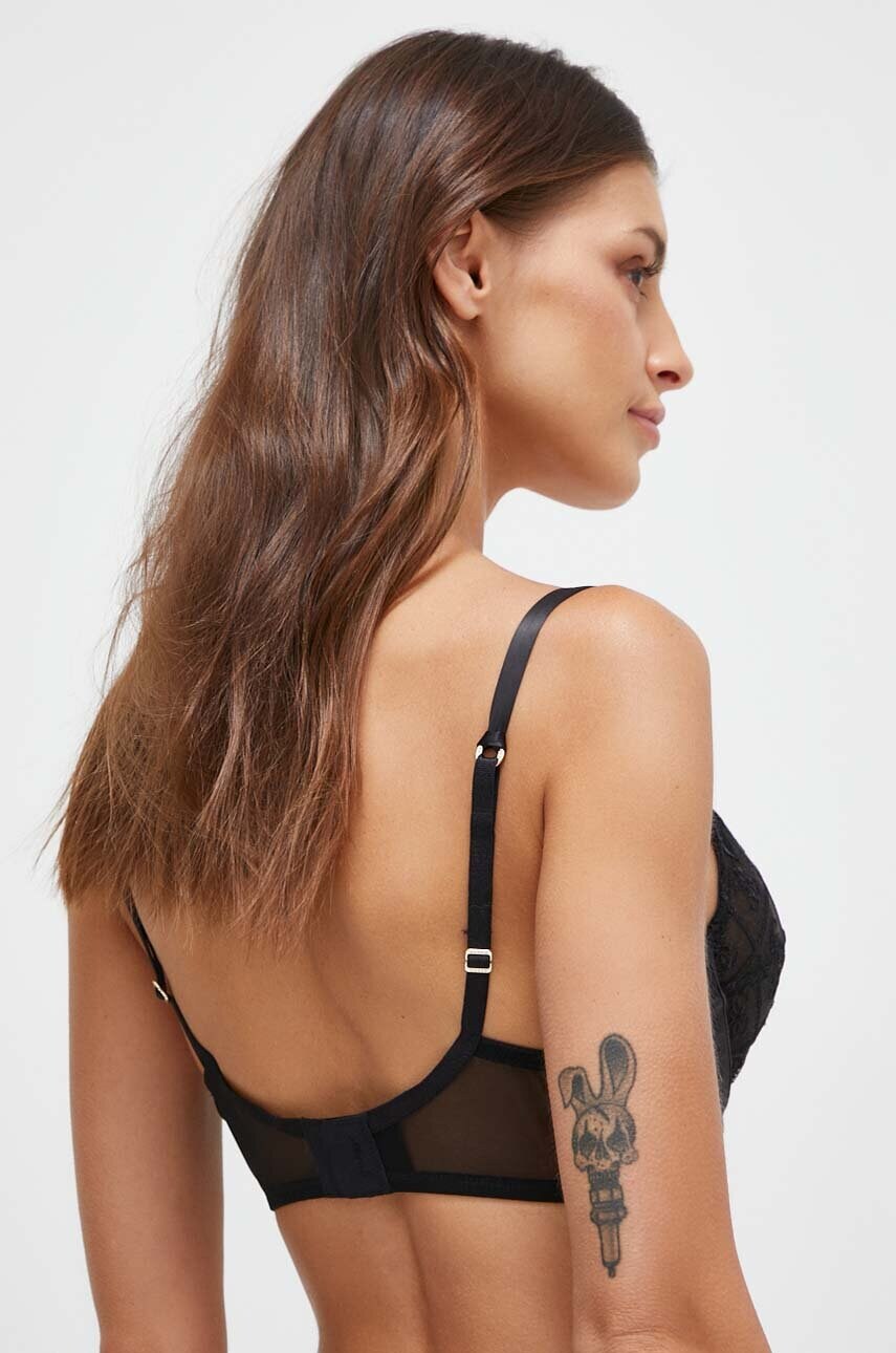 Бюстгальтер Guess колір чорний мереживо однотонний