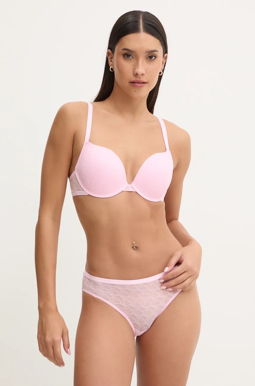 Бюстгальтер Guess колір рожевий мереживо однотонний