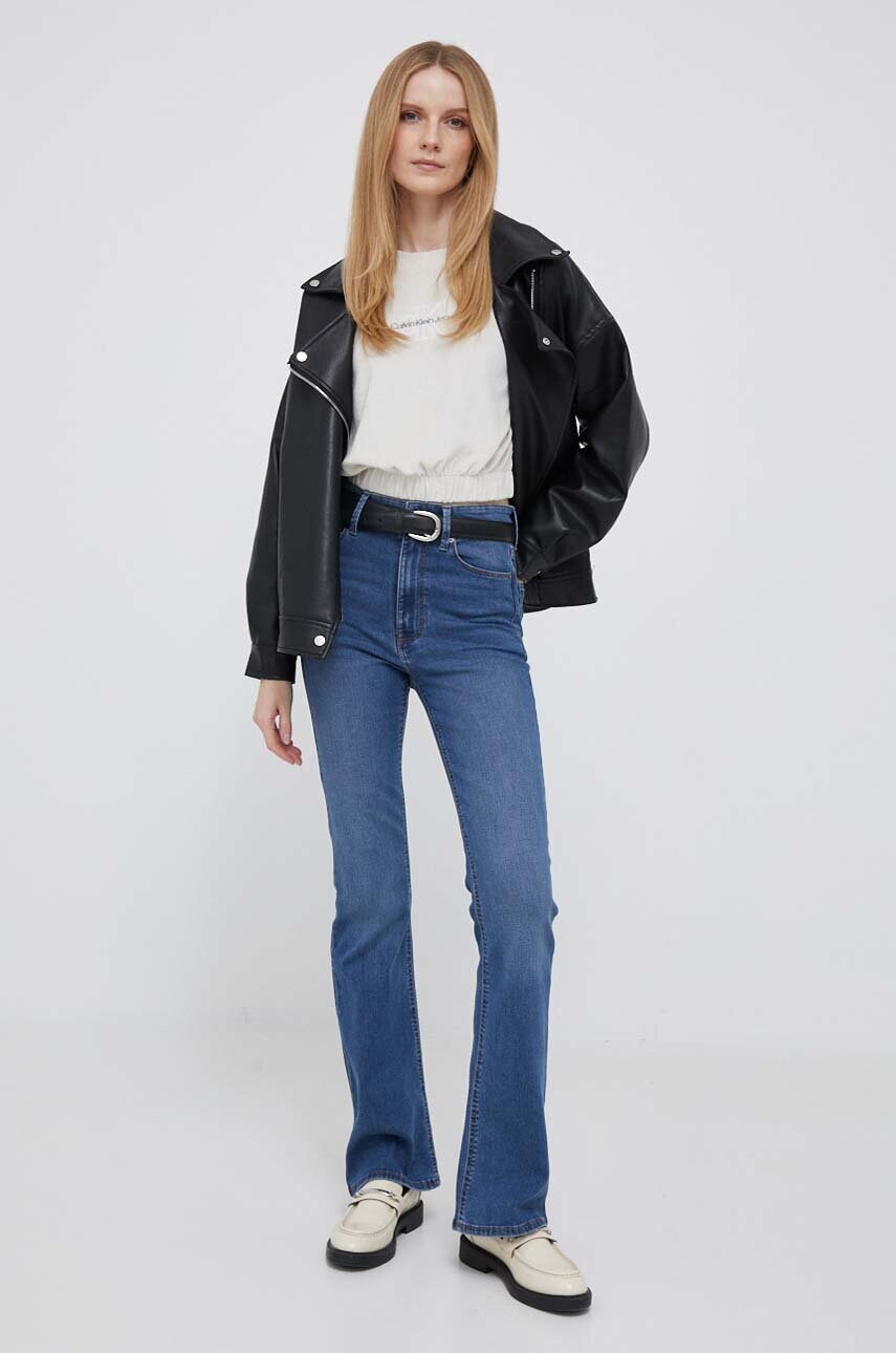 Кофта Calvin Klein Jeans жіноча колір бежевий однотонна