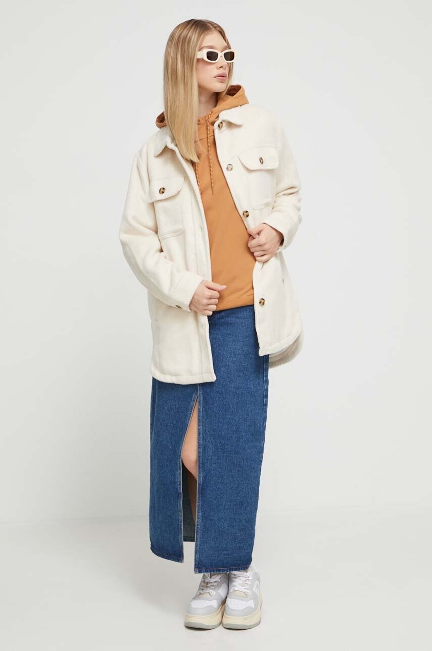 Кофта Billabong жіноча колір коричневий з капюшоном однотонна
