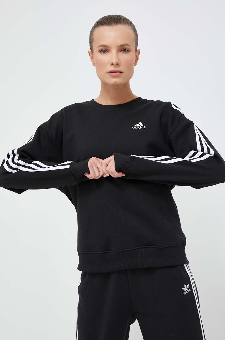 Бавовняна кофта adidas жіноча колір чорний однотонна