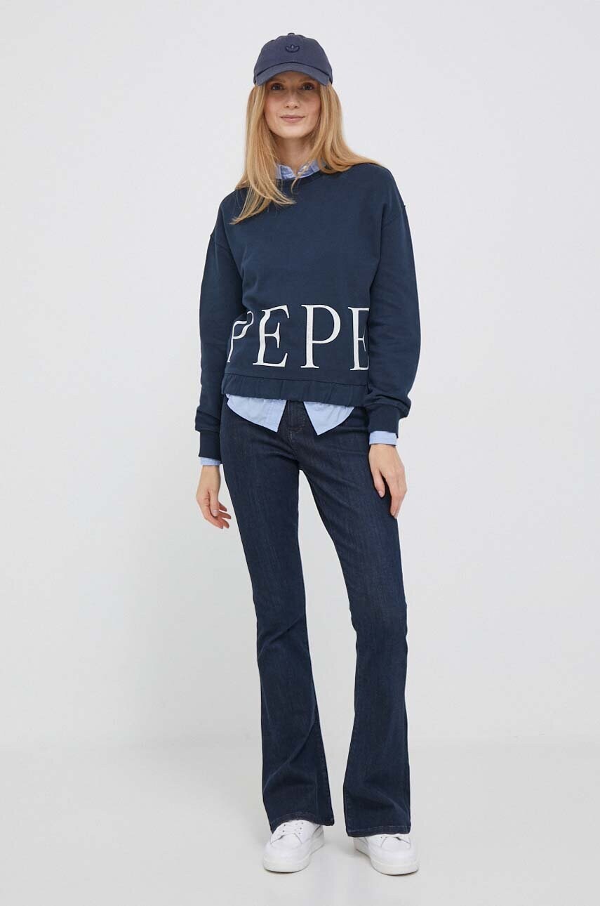 Бавовняна кофта Pepe Jeans Victoria жіноча колір синій з принтом