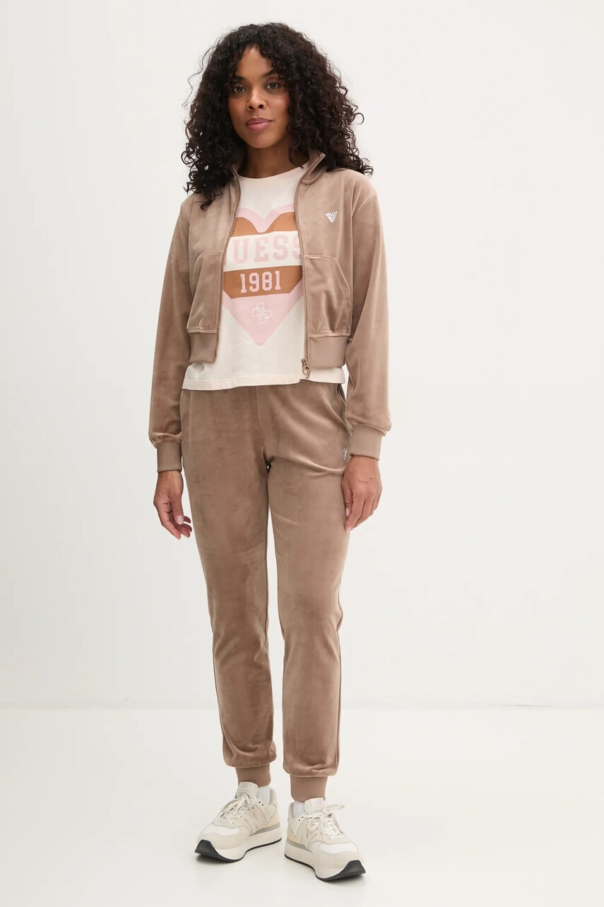 Кофта Guess жіноча колір бежевий з аплікацією