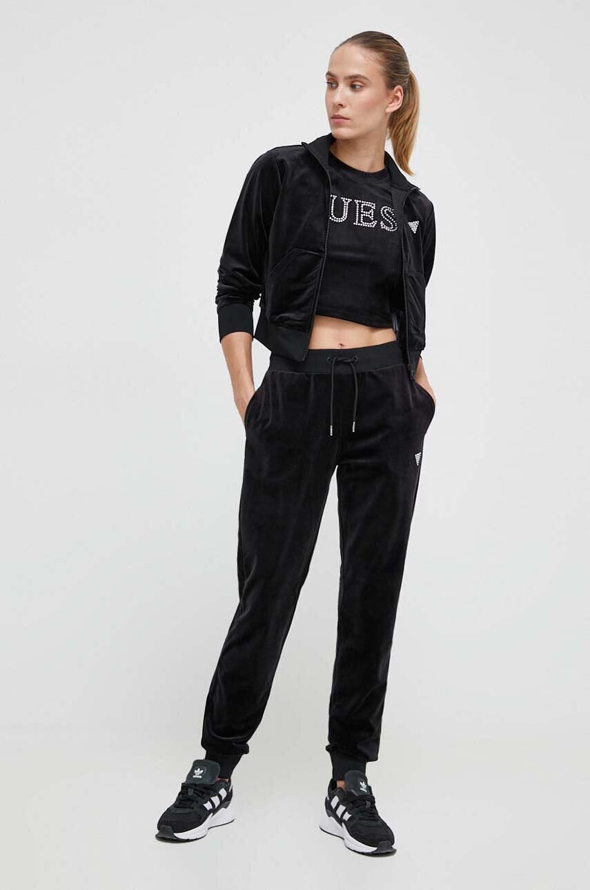 Кофта Guess жіноча колір чорний з аплікацією