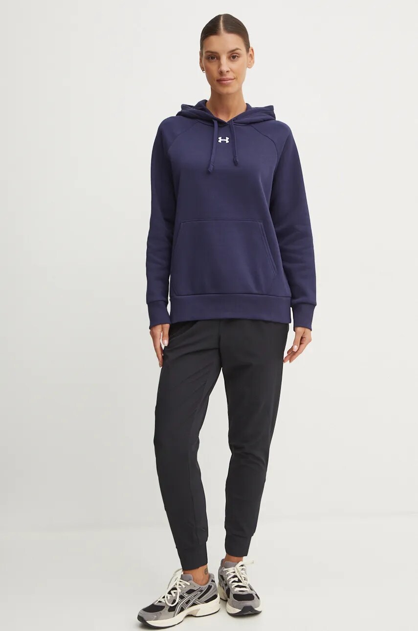 Кофта Under Armour жіноча колір синій з капюшоном однотонна
