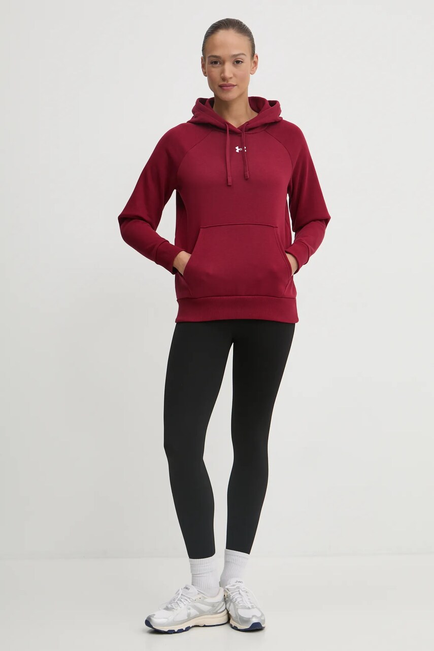 Кофта Under Armour жіноча колір бордовий з капюшоном однотонна