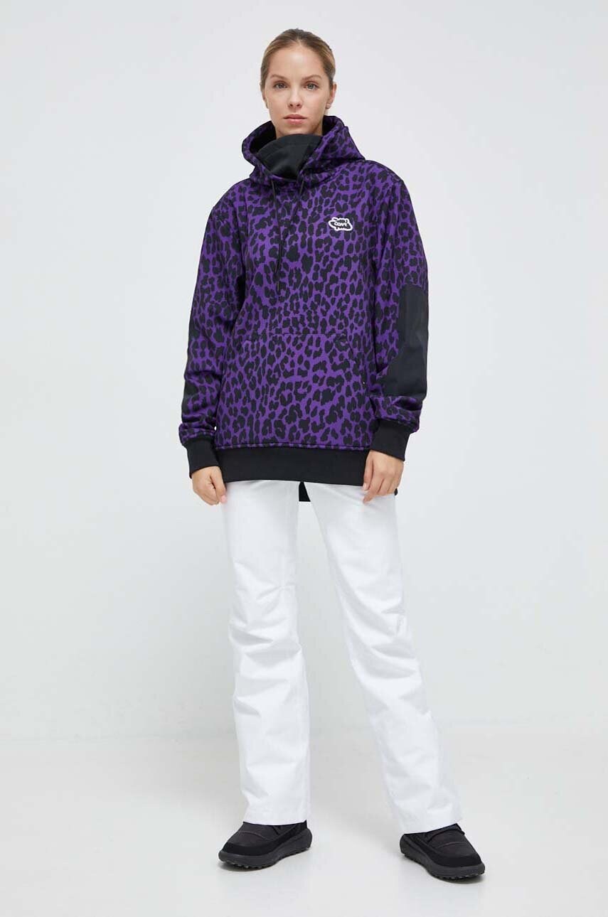 Спортивна кофта Colourwear Est 2010 колір фіолетовий з капюшоном з принтом