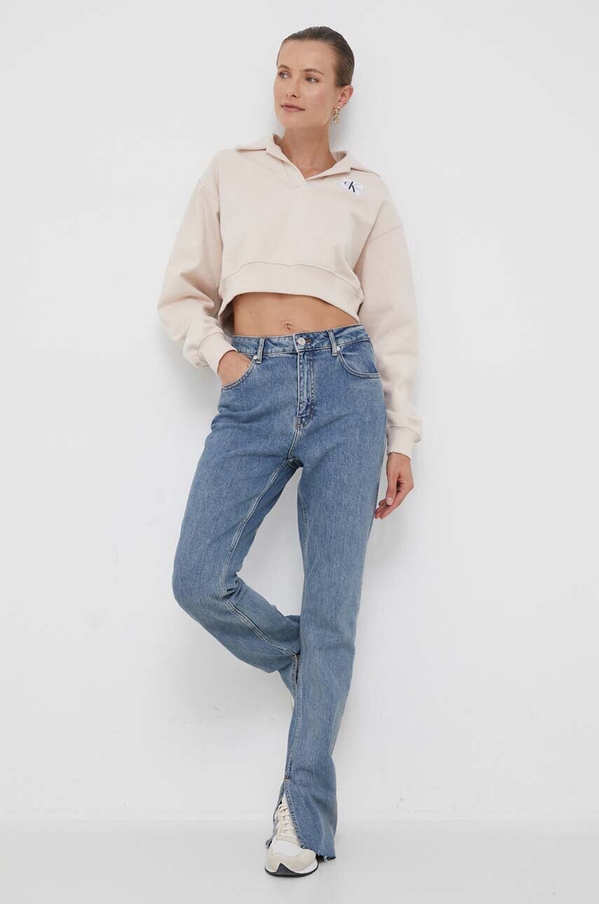 Кофта Calvin Klein Jeans жіноча колір бежевий однотонна