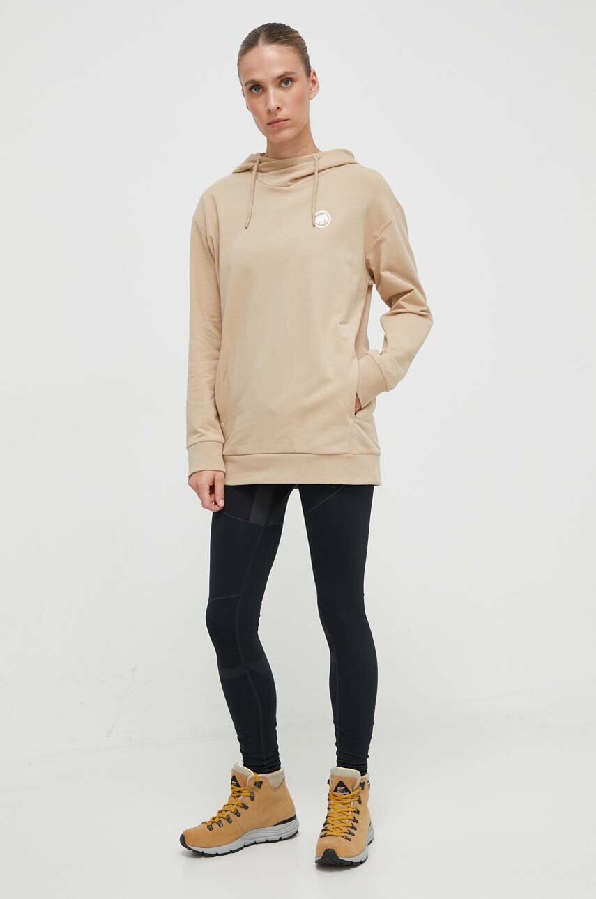 Кофта Mammut ML Hoody Original колір бежевий з капюшоном з принтом