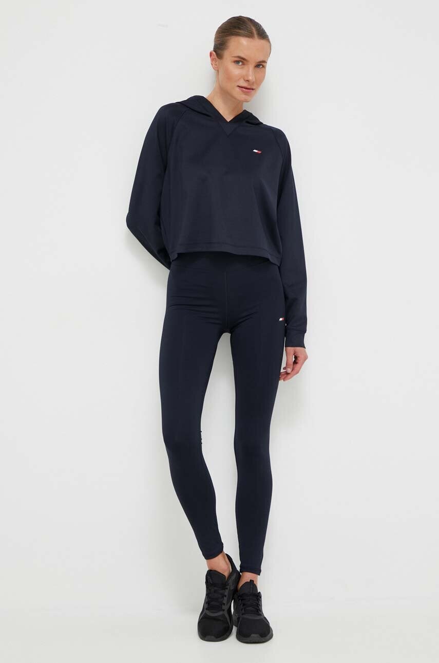 Кофта Tommy Hilfiger жіноча колір синій з капюшоном однотонна