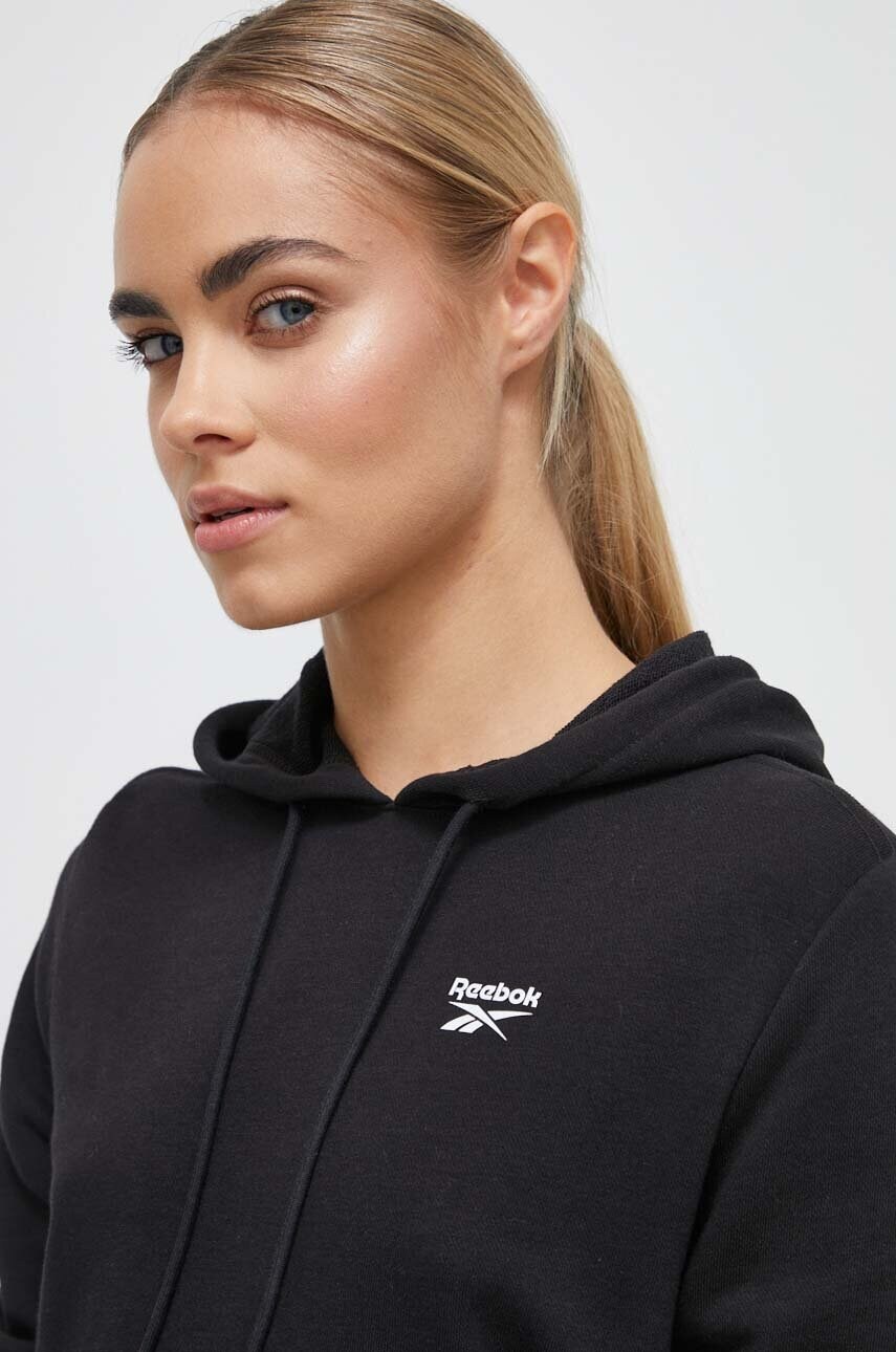 Кофта Reebok жіноча колір чорний з капюшоном однотонна