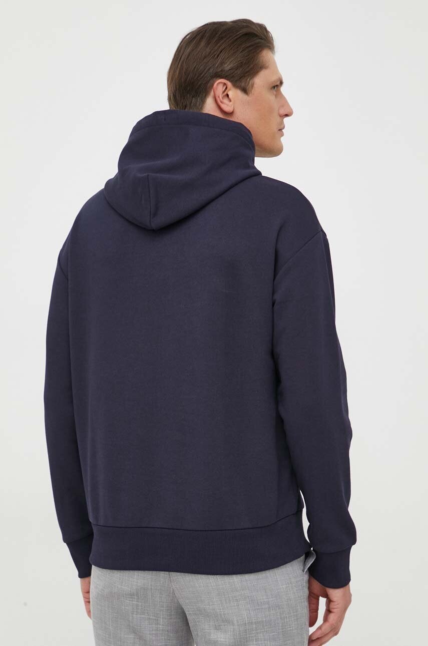 Бавовняна кофта Calvin Klein чоловіча колір синій з капюшоном з аплікацією