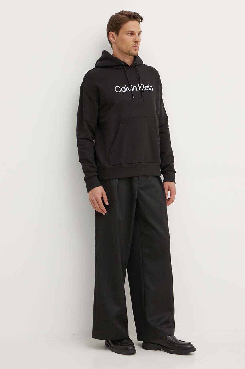 Бавовняна кофта Calvin Klein чоловіча колір чорний з капюшоном з аплікацією