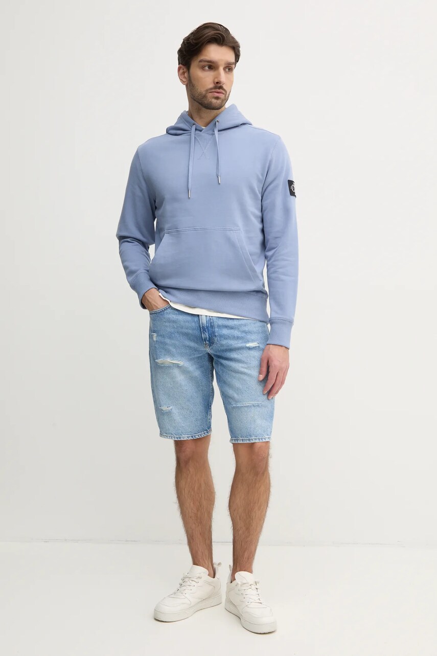 Бавовняна кофта Calvin Klein Jeans чоловіча з капюшоном з аплікацією J30J323430
