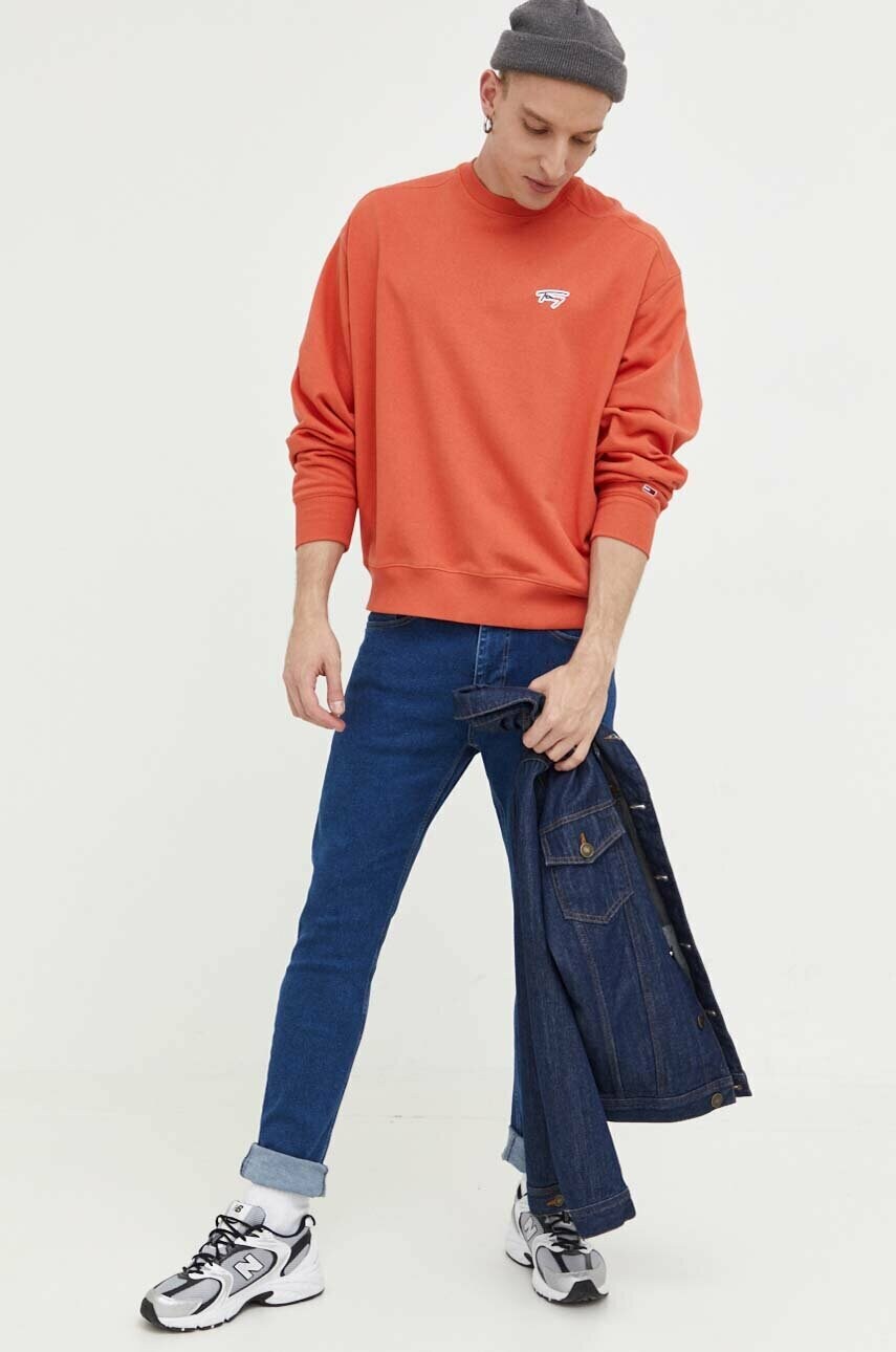 Купити Кофта Tommy Jeans чоловіча колір бордовий однотонна – головне зображення