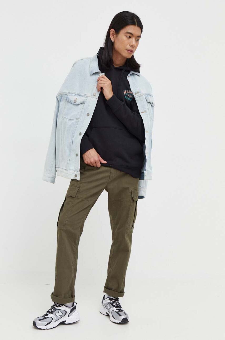 Кофта Billabong чоловіча колір чорний з капюшоном з принтом