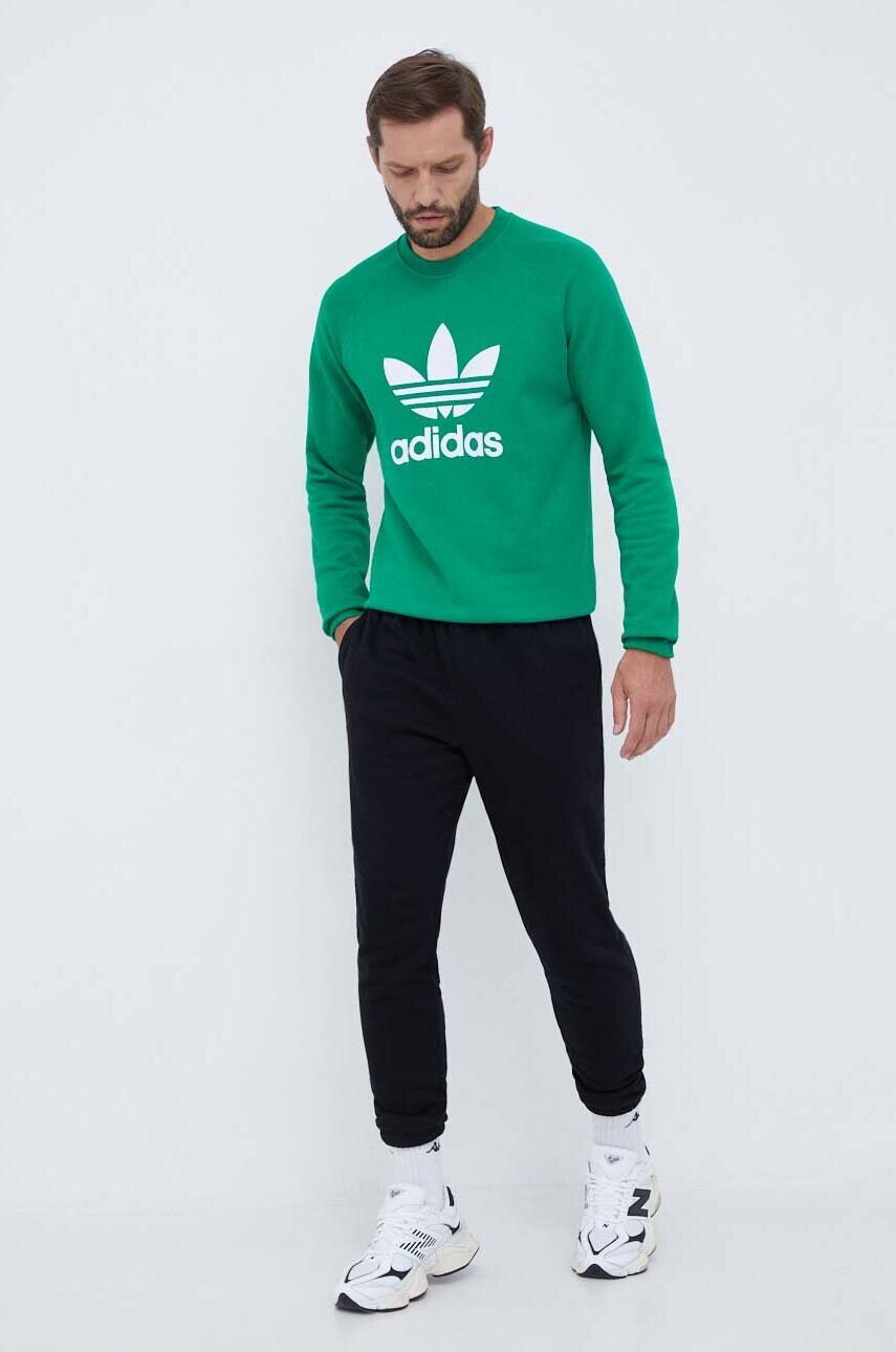 Бавовняна кофта adidas Originals чоловіча колір зелений з принтом
