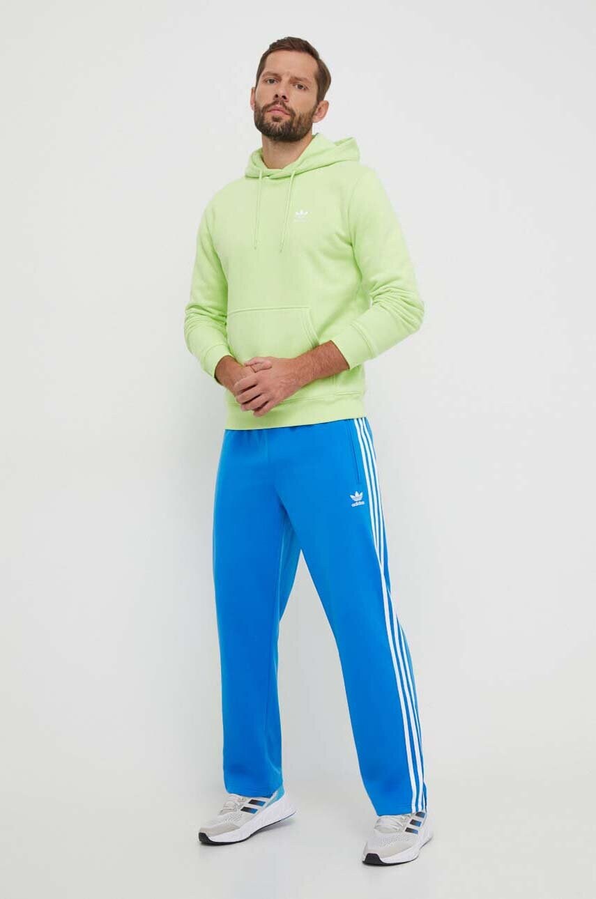 Кофта adidas Originals чоловіча колір зелений з капюшоном однотонна