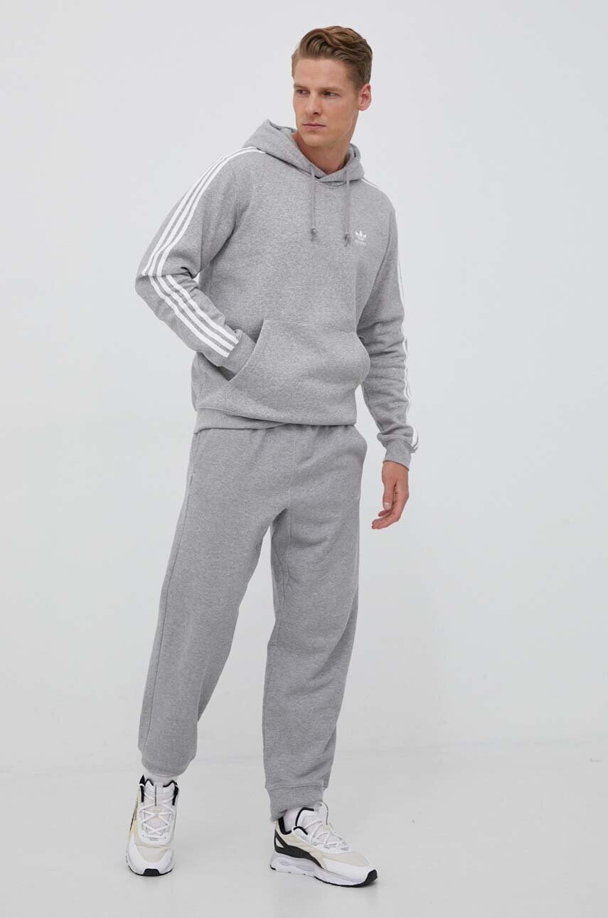 Кофта adidas Originals чоловіча колір сірий з капюшоном меланж