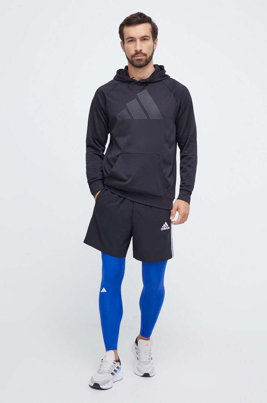 Тренувальна кофта adidas Performance колір чорний з капюшоном з принтом