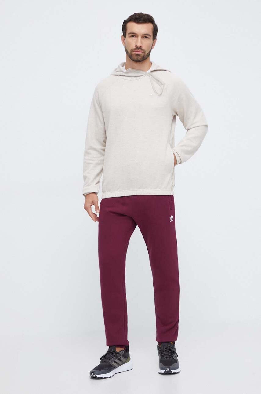 Кофта adidas Originals чоловіча колір бежевий з капюшоном однотонна