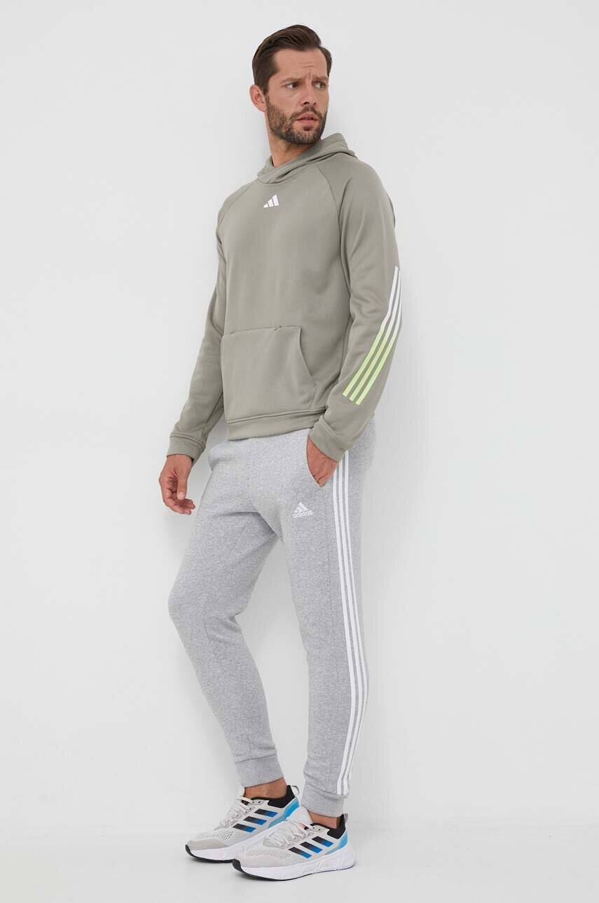 Тренувальна кофта adidas Performance Train Icons колір зелений з капюшоном з принтом