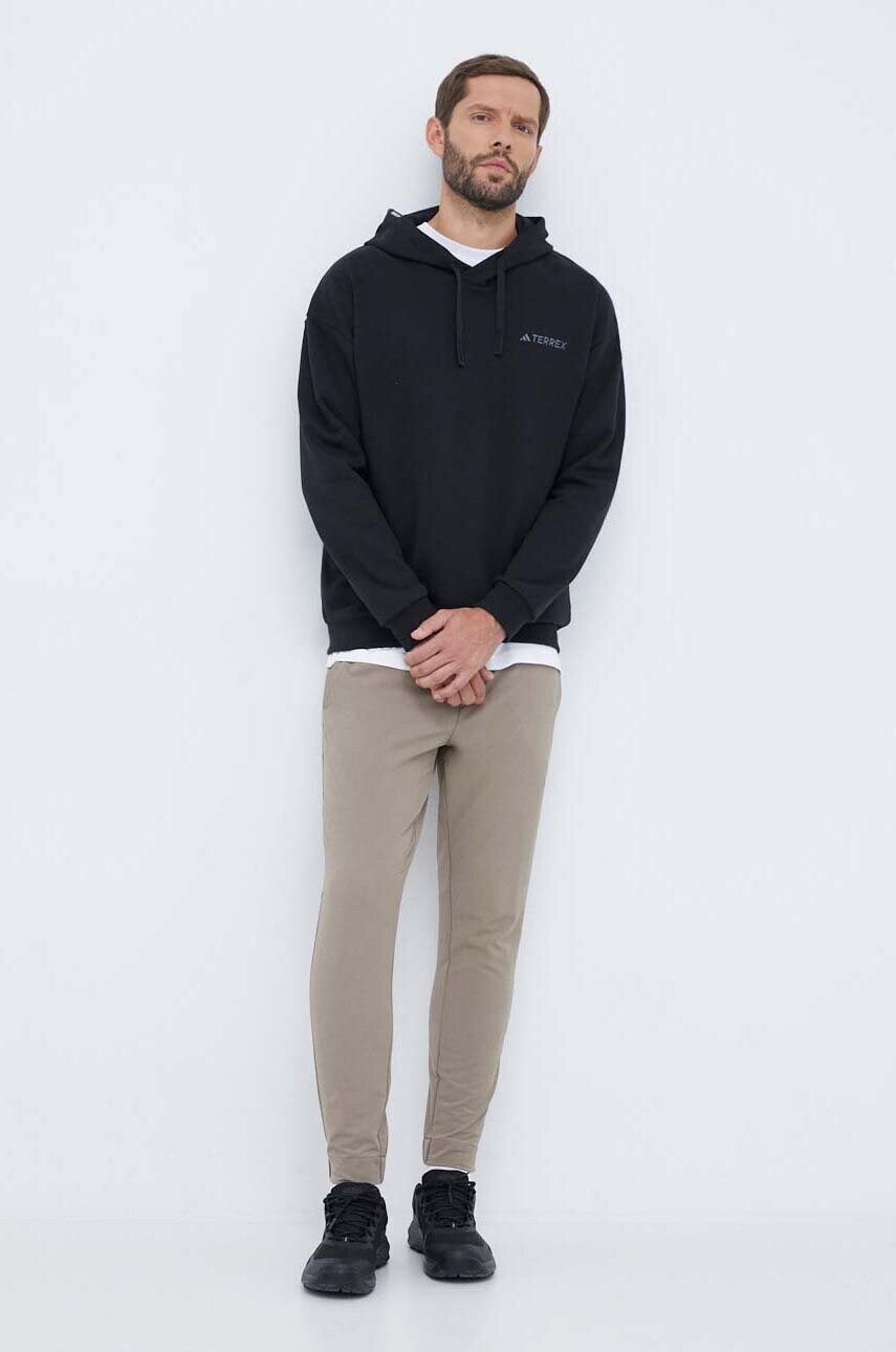 Кофта adidas TERREX Logo колір чорний з капюшоном однотонна