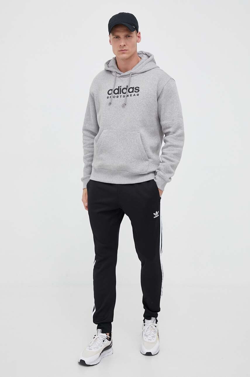 Кофта adidas чоловіча колір сірий з капюшоном з принтом
