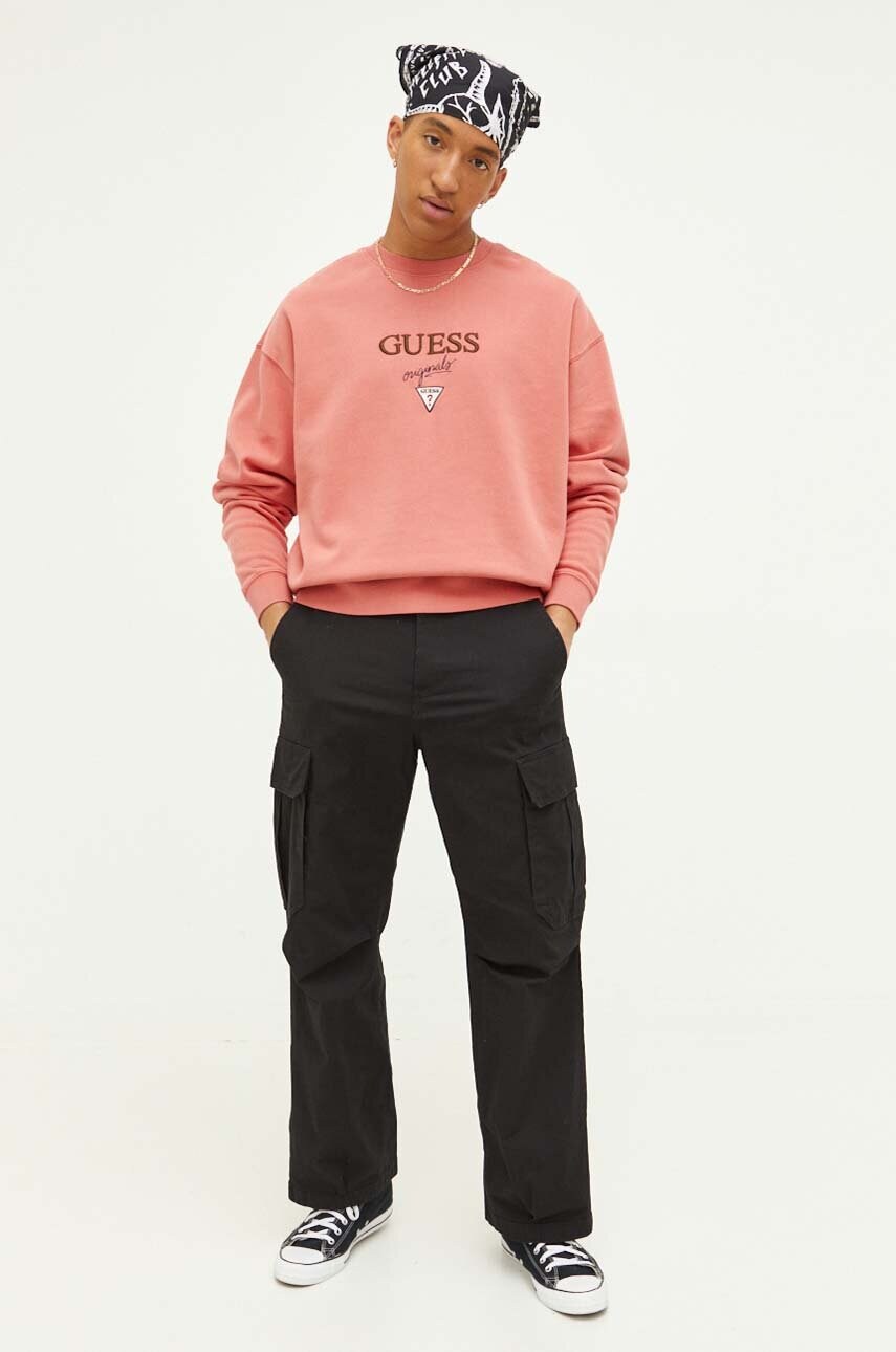 Кофта Guess Originals чоловіча колір помаранчевий з аплікацією