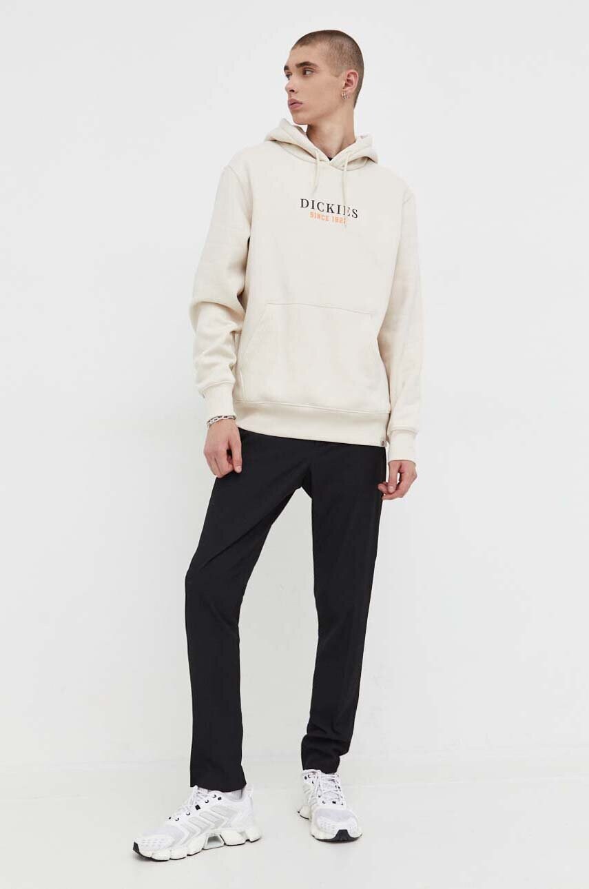Кофта Dickies чоловіча колір бежевий з капюшоном з принтом