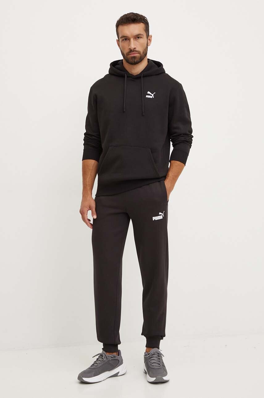 Кофта Puma Classics чоловіча колір чорний з капюшоном з принтом 535596