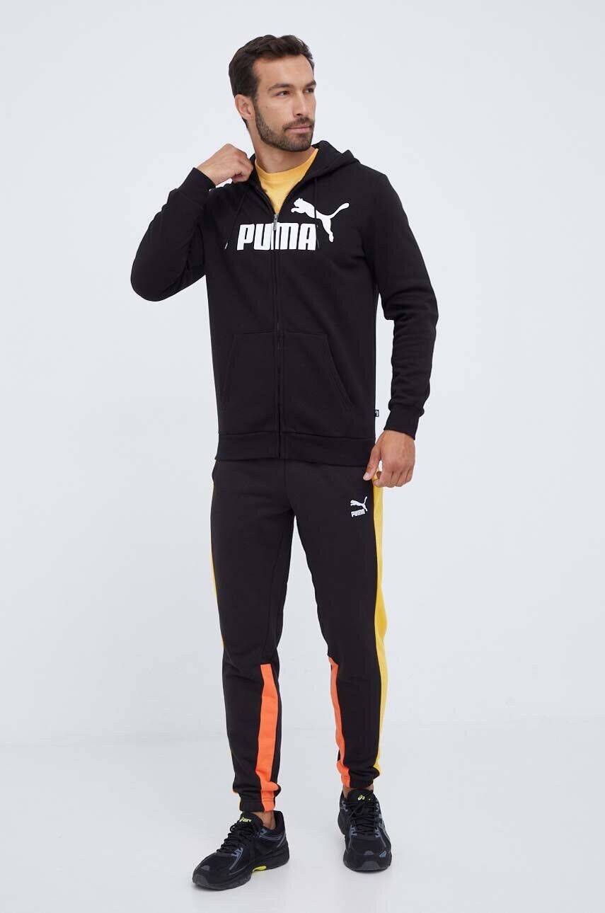 Кофта Puma чоловіча колір чорний з капюшоном з принтом