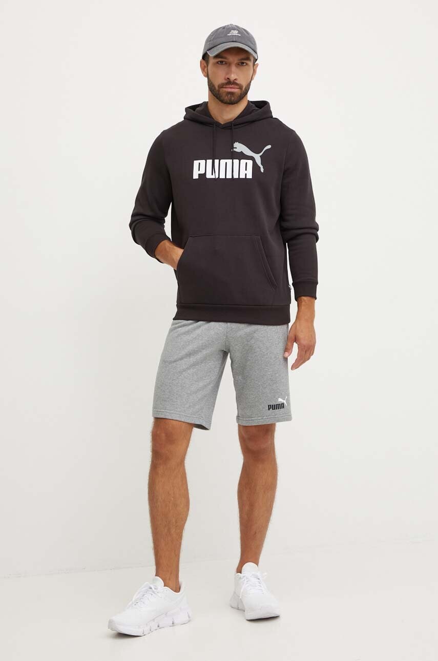 Кофта Puma чоловіча колір чорний з капюшоном з принтом