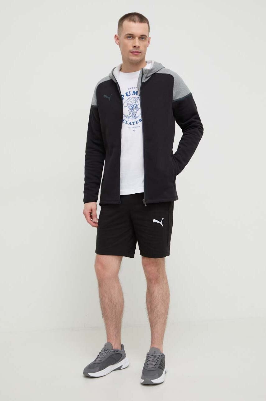Кофта Puma чоловіча колір чорний з капюшоном меланж