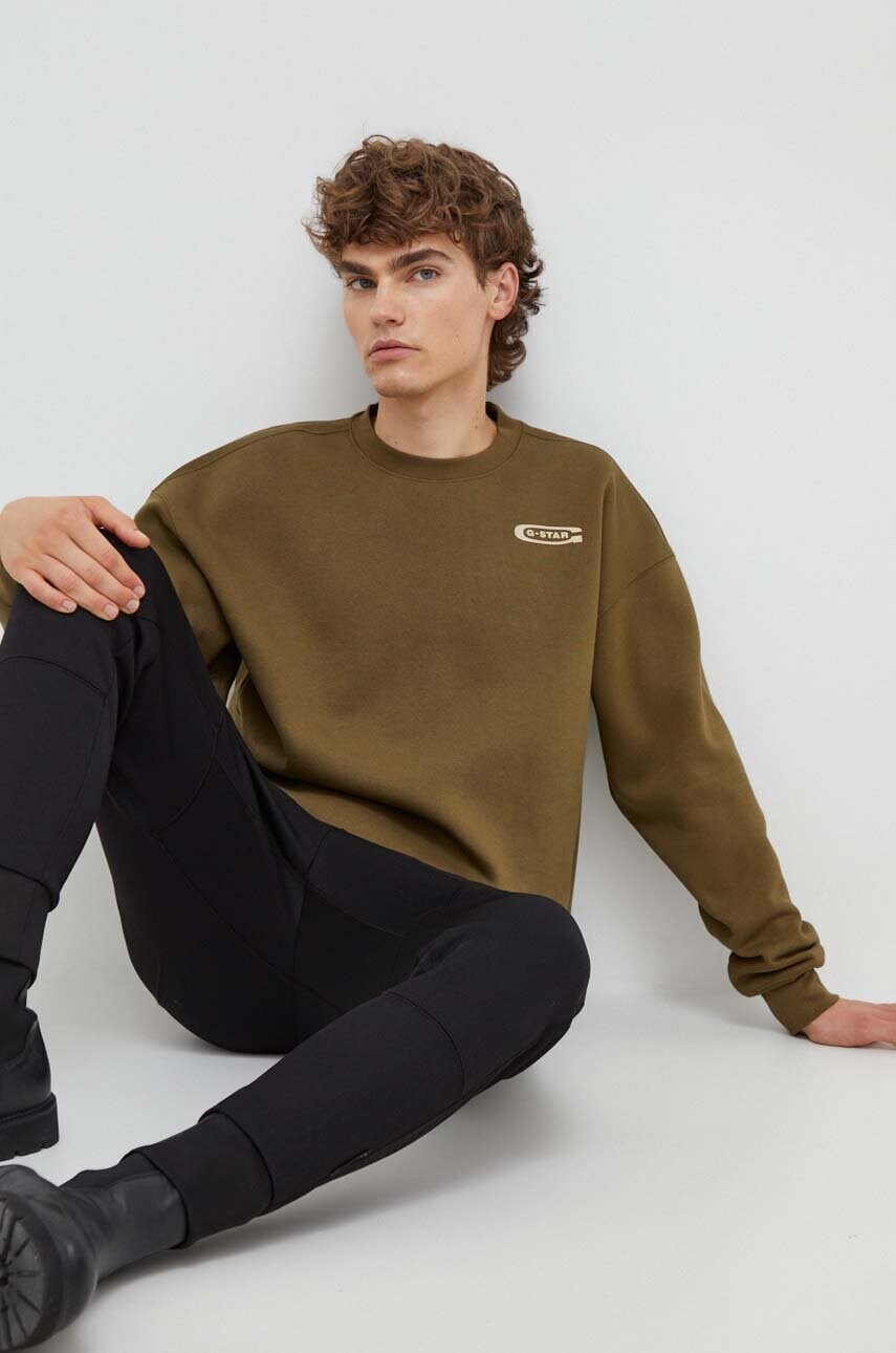 Кофта G-Star Raw чоловіча колір зелений однотонна