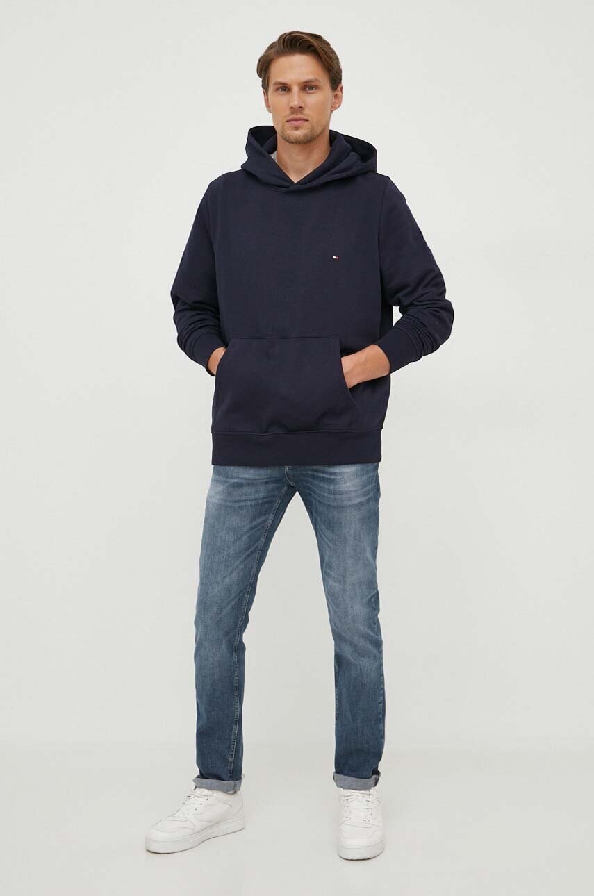 Кофта Tommy Hilfiger чоловіча колір синій з капюшоном однотонна