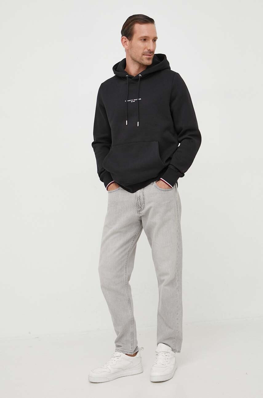 Кофта Tommy Hilfiger чоловіча колір чорний з капюшоном з принтом