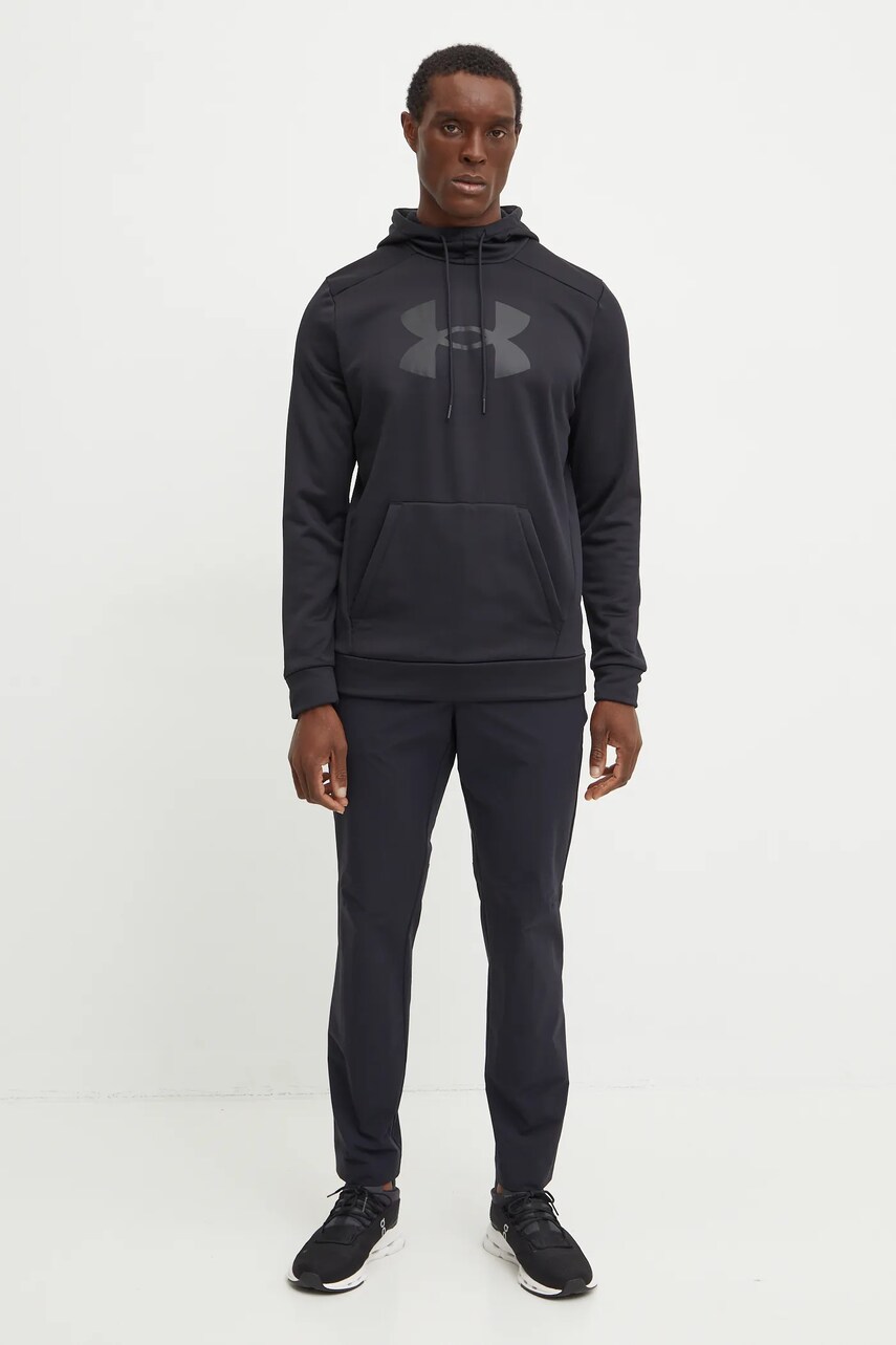 Тренувальна кофта Under Armour колір чорний з капюшоном з принтом
