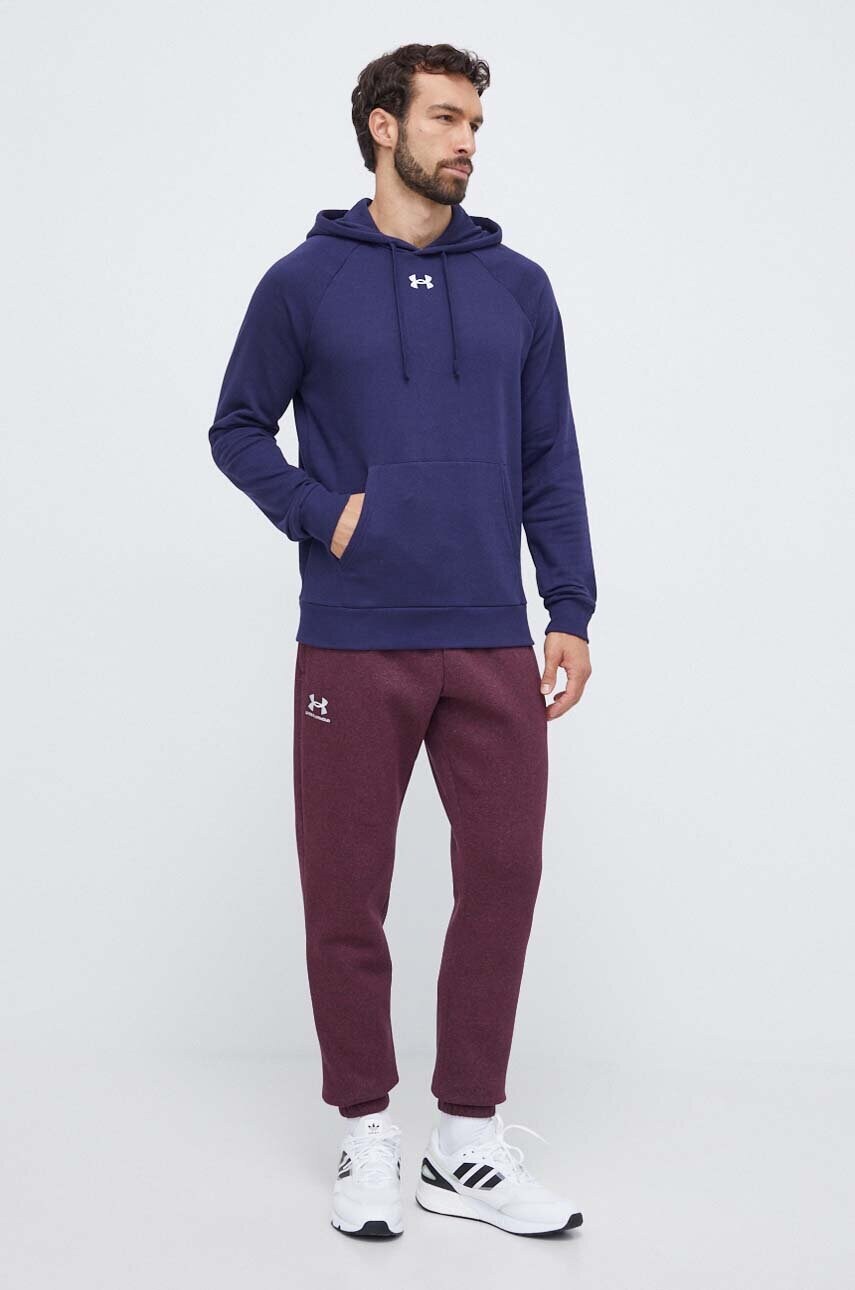 Кофта Under Armour чоловіча колір синій з капюшоном однотонна