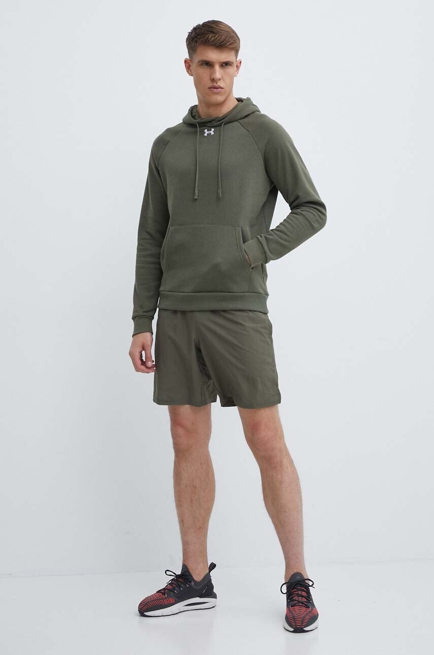 Кофта Under Armour чоловіча колір зелений з капюшоном однотонна