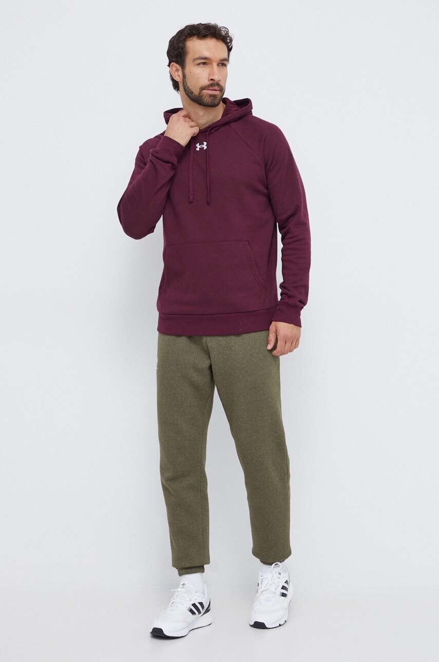 Кофта Under Armour чоловіча колір бордовий з капюшоном однотонна