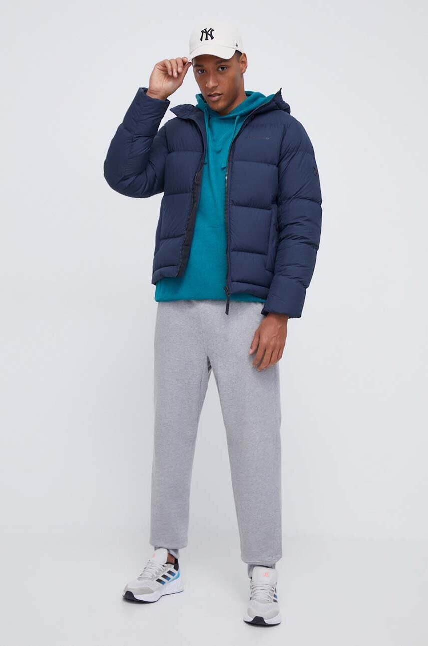 Бавовняна кофта Colourwear чоловіча колір зелений з капюшоном однотонна
