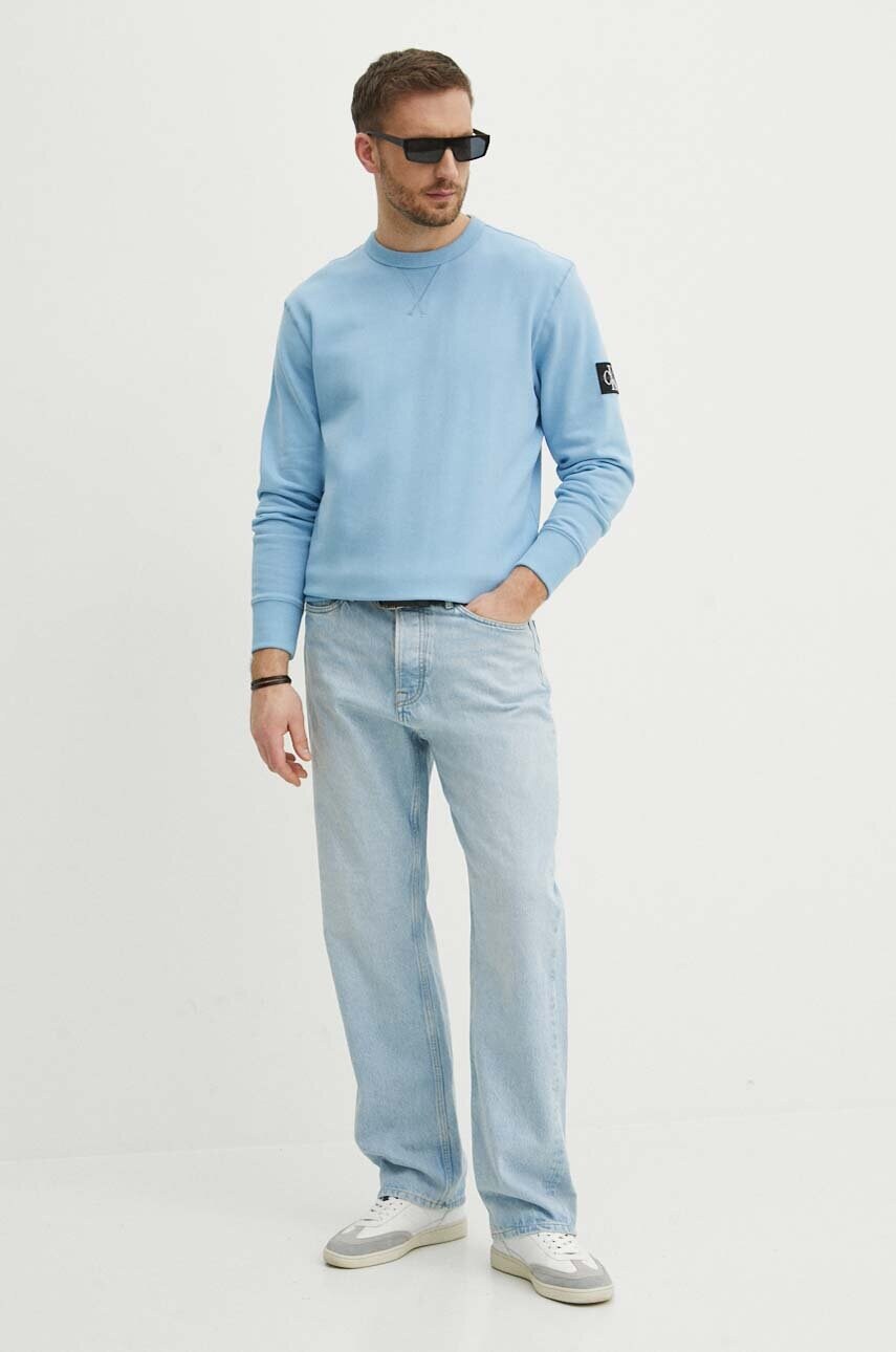 Бавовняна кофта Calvin Klein Jeans чоловіча колір зелений однотонна