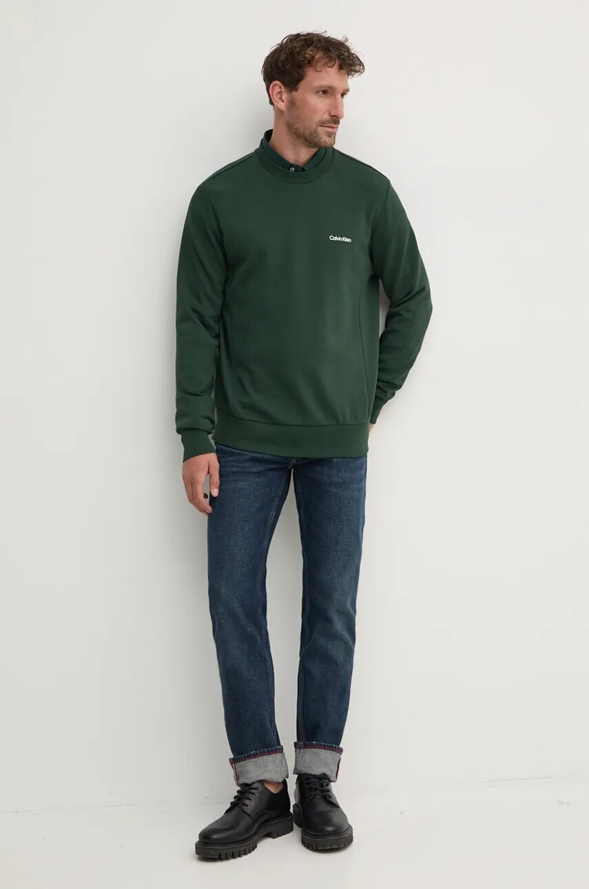 Кофта Calvin Klein чоловіча колір зелений однотонна K10K109926
