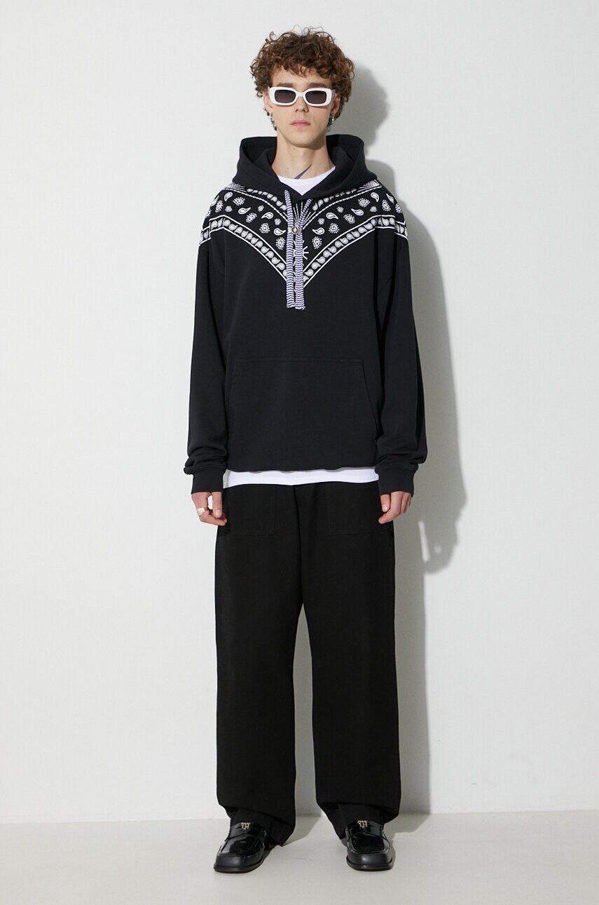 Бавовняна кофта Marcelo Burlon Bandana чоловіча колір чорний з капюшоном з принтом