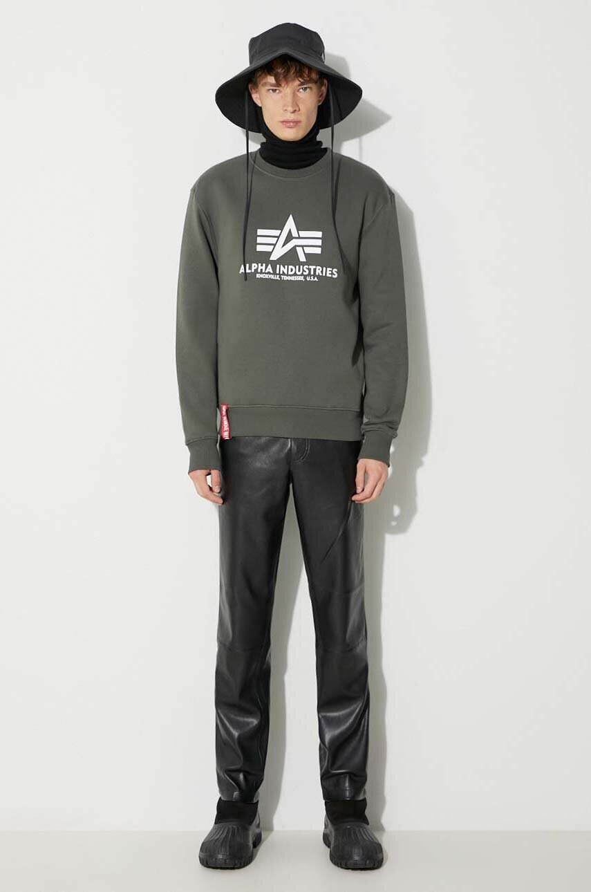 Купити Кофта Alpha Industries чоловіча колір зелений з принтом – головне зображення
